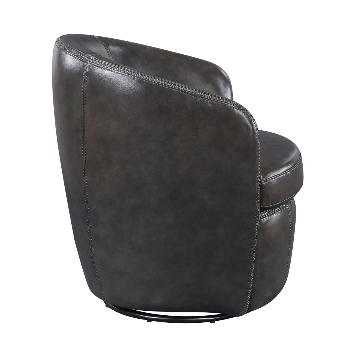 Top-Grain Leather Barrel Swivel Chair