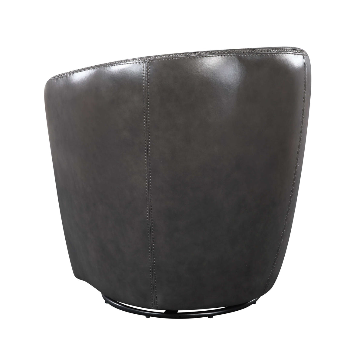 Top-Grain Leather Barrel Swivel Chair – Modern Luxury 360° Accent Chair (3 Colors) back view showcasing craftsmanship.