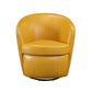 Top-Grain Leather Barrel Swivel Chair – Modern Luxury 360° Accent Chair (3 Colors) in yellow leather.