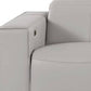 110" Top Grain Leather Power Reclining Sofa with USB Ports (3 Colors) close-up view of light gray leather arm.