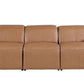 104" Top Grain Leather Reclining USB Sofa with Storage | Modern Recliner Couch in chestnut color.