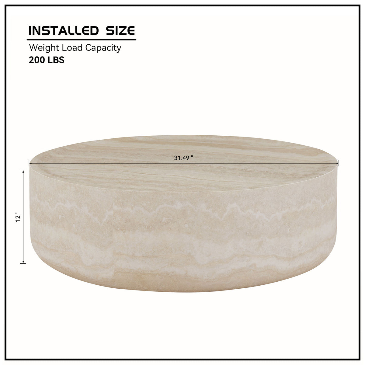 Torin Marble Fiberglass Coffee Table – 31.49" Round Coffee Table – view 9