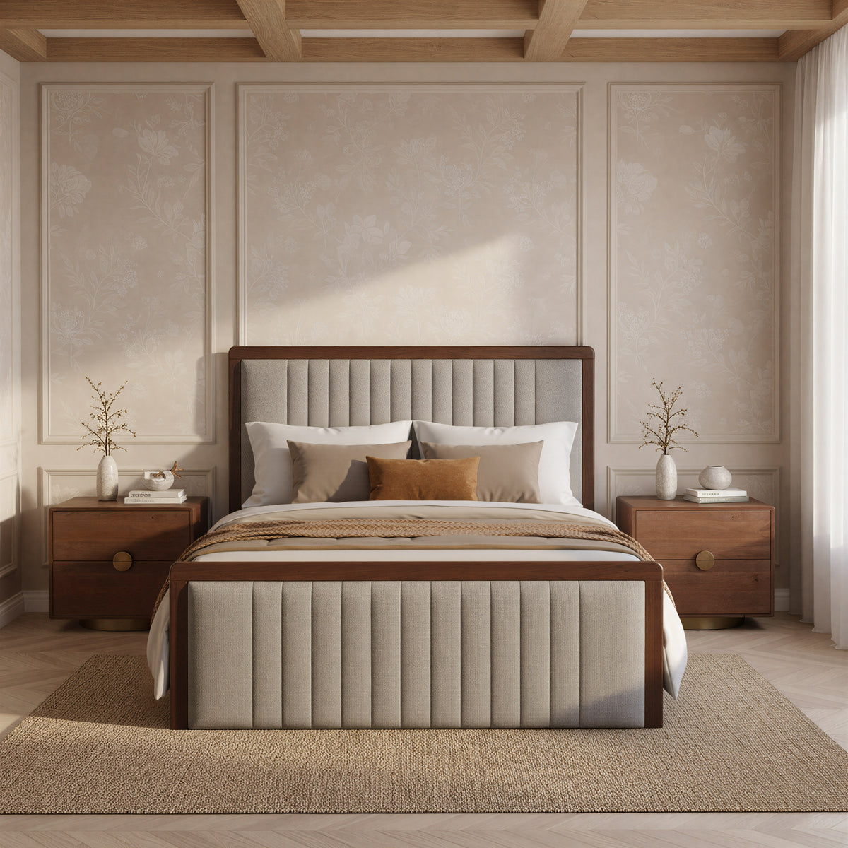 Somune Gray & Walnut Queen Bed