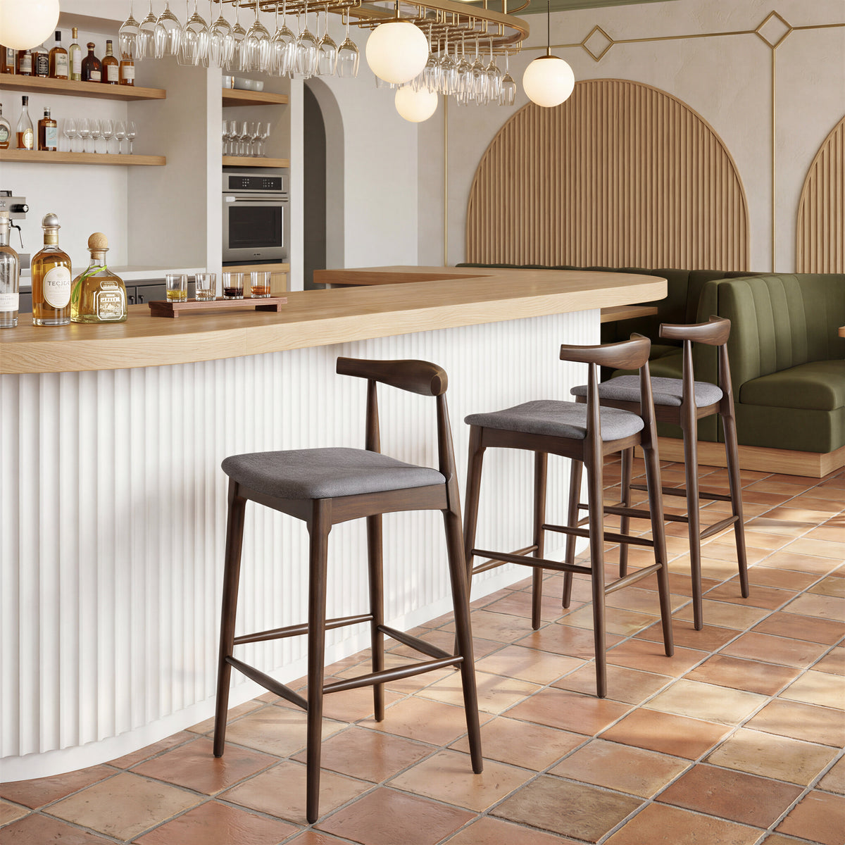 Tuzka Gray & Espresso Barstool (Set of 2)