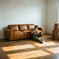 Hanky MCM Genuine Leather Box Arm Sofa 90" – Mid-Century Modern Leather Couch