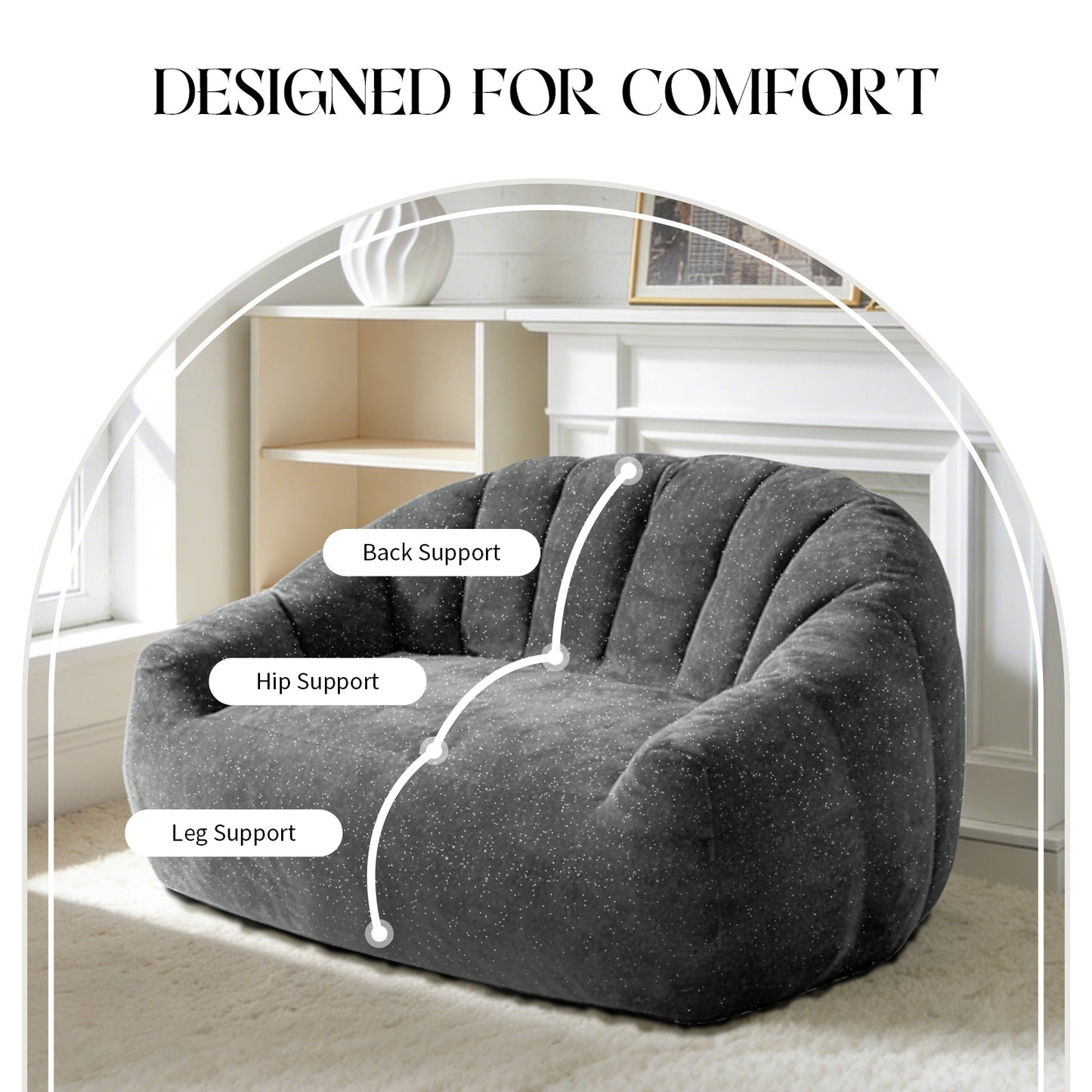Ursin Oversized Bear Paw Bean Bag Sofa – 55" Faux Fur Lounge Chair – view 13
