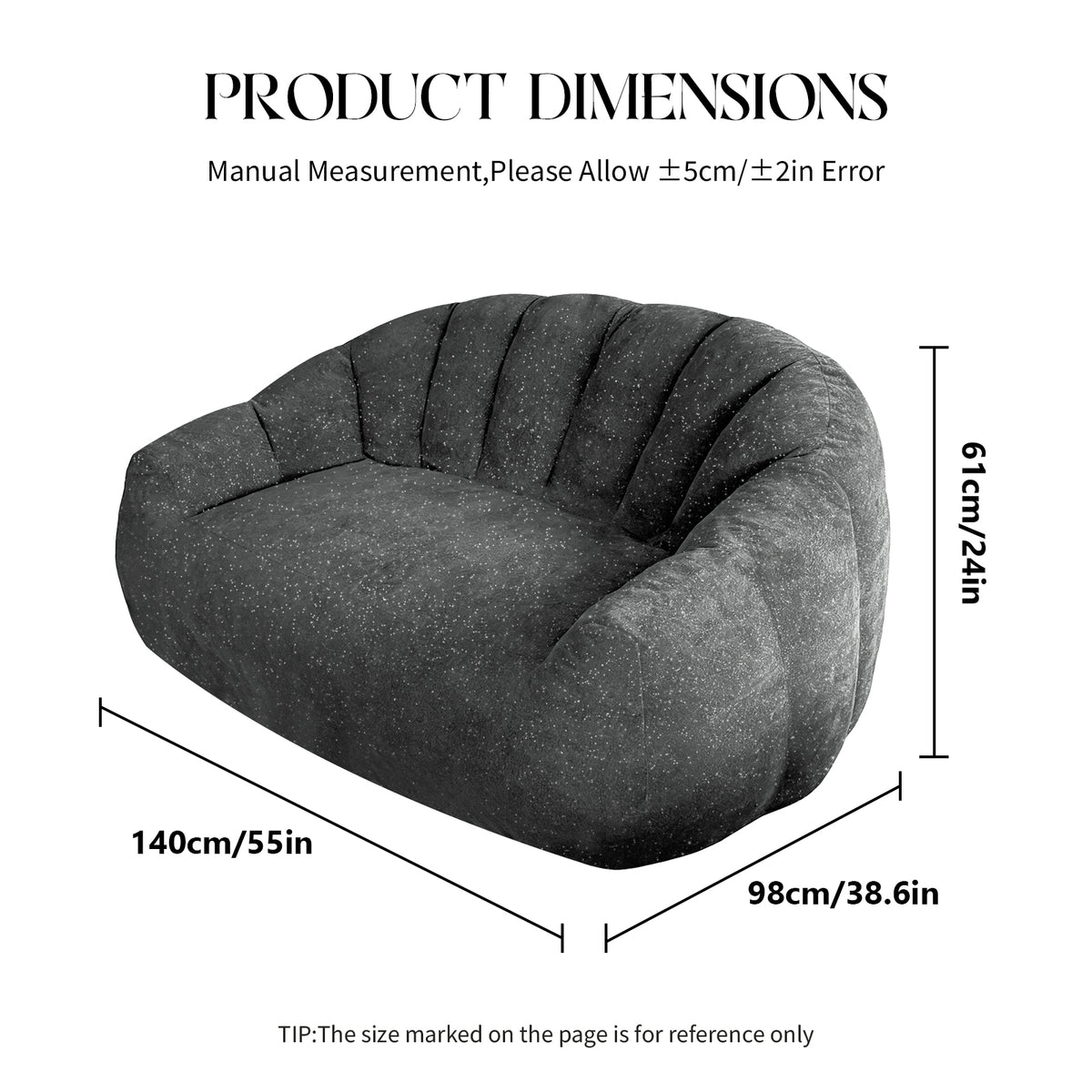 Ursin Oversized Bear Paw Bean Bag Sofa – 55" Faux Fur Lounge Chair – view 16