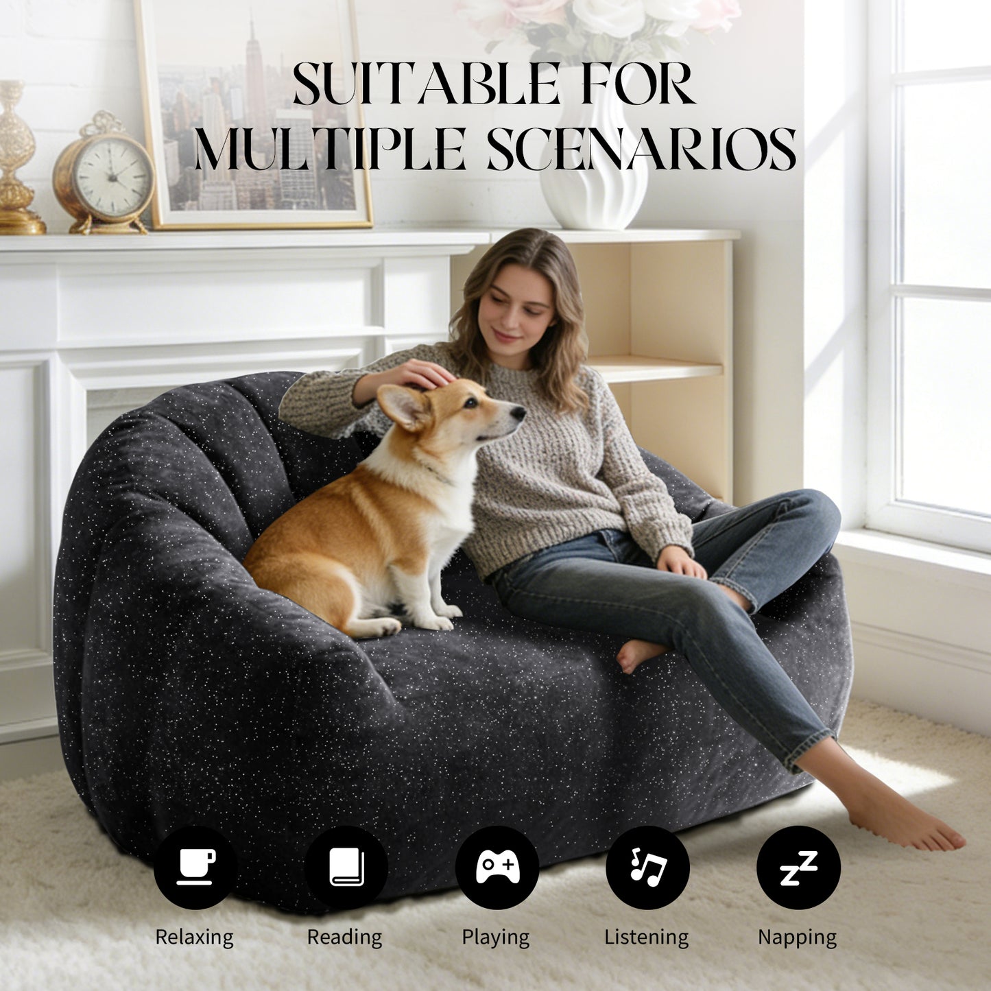 Ursin Oversized Bear Paw Bean Bag Sofa – 55" Faux Fur Lounge Chair – view 19