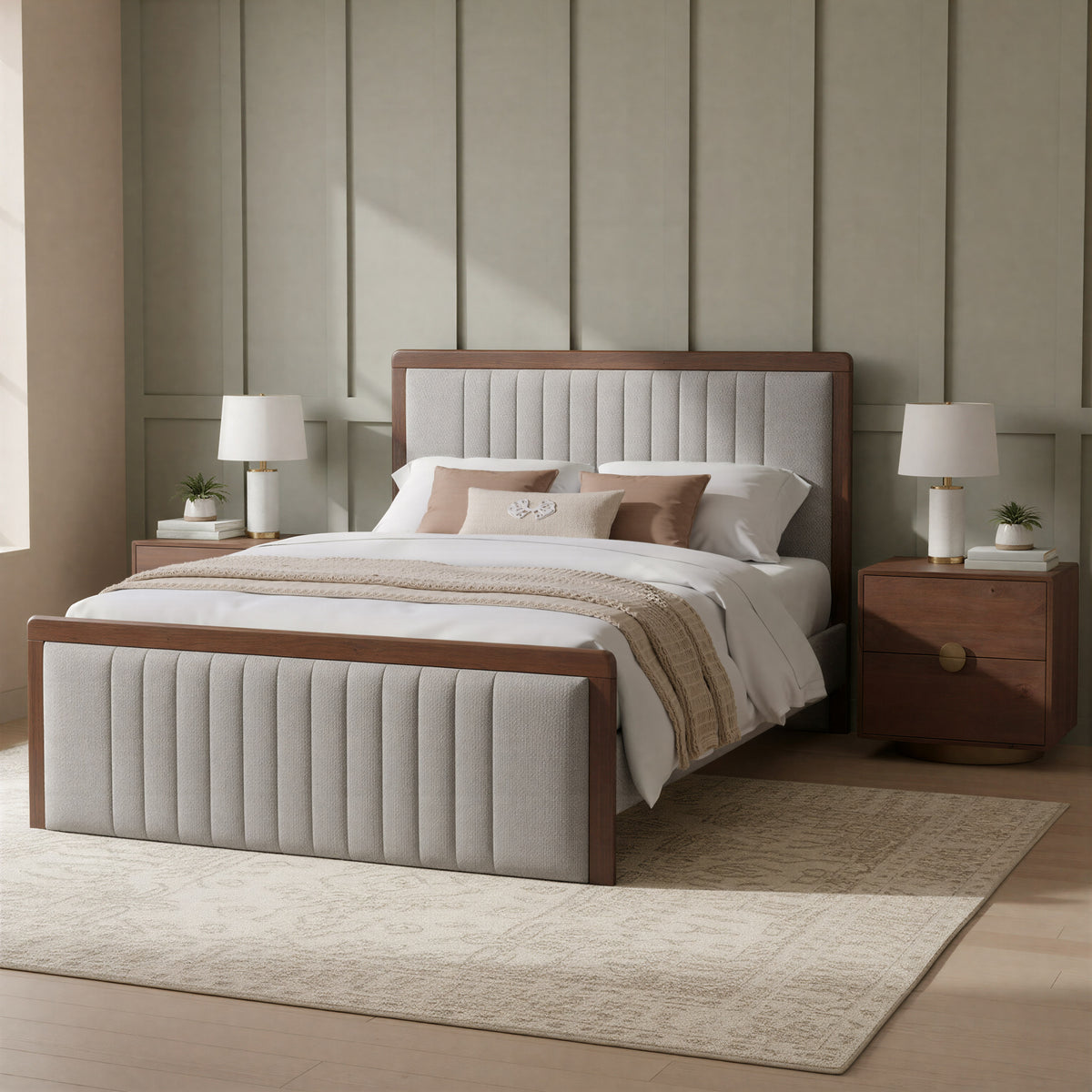 Somune Gray & Walnut Queen Bed