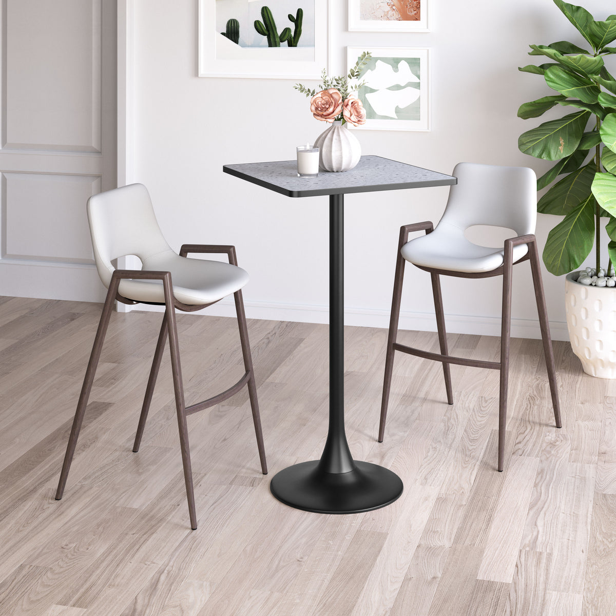 Spot Bar Table in Gray & Black
