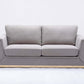 Valin Gray Linen Gold Base Sofa Loveseat 77" in soft gray linen with a sleek gold base for contemporary decor.