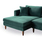 The Blake Velvet Upholstered L-Shape Chaise Sofa Sectional 107 by Ashcroft Furniture features plush velvet upholstery, wooden legs, a matching cushion, and a left-side chaise lounge for extra comfort.