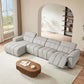 Wall-Hugger Power Reclining Leather Sectional – 4 Seat L-Shape Recliner Sofa with USB (144") in light gray with modern decor.