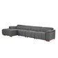 Wall-Hugger Power Reclining Leather Sectional – 4 Seat L-Shape Recliner Sofa with USB (144"), modern gray leather design.