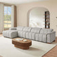 Wall-Hugger Power Reclining Leather Sectional – 4 Seat L-Shape Recliner Sofa with USB (144") in a modern living room.