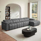 Wall-Hugger Power Reclining Leather Sectional – 4 Seat L-Shape Recliner Sofa with USB (144") in modern living room setup.