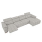 Wall-Hugger Power Reclining Leather Sectional – 4 Seat L-Shape Recliner Sofa with USB (144") in light grey upholstery.
