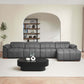 Wall-Hugger Power Reclining Leather Sectional – 4 Seat L-Shape Recliner Sofa with USB (144") in stylish living room setting.