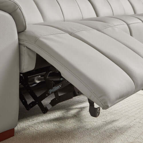 Wall-Hugger Power Reclining Leather Sectional – 4 Seat L-Shape Recliner Sofa with USB (144") reclining seat mechanism