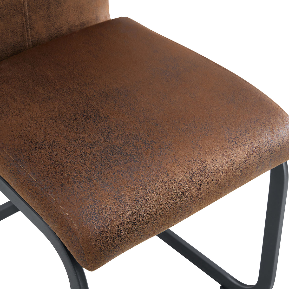 Wexley Vintage Brown Tech Fabric Dining Chairs – Set of 4 Metal-Leg Chairs – view 13