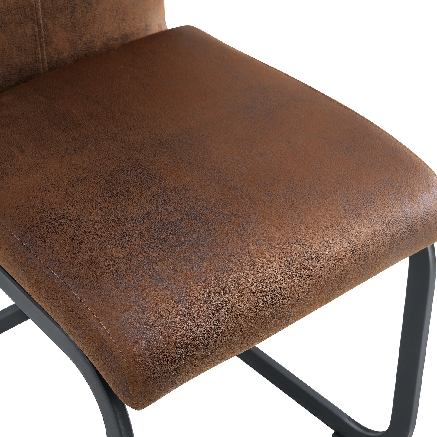 Wexley Vintage Brown Tech Fabric Dining Chairs – Set of 4 Metal-Leg Chairs – view 13