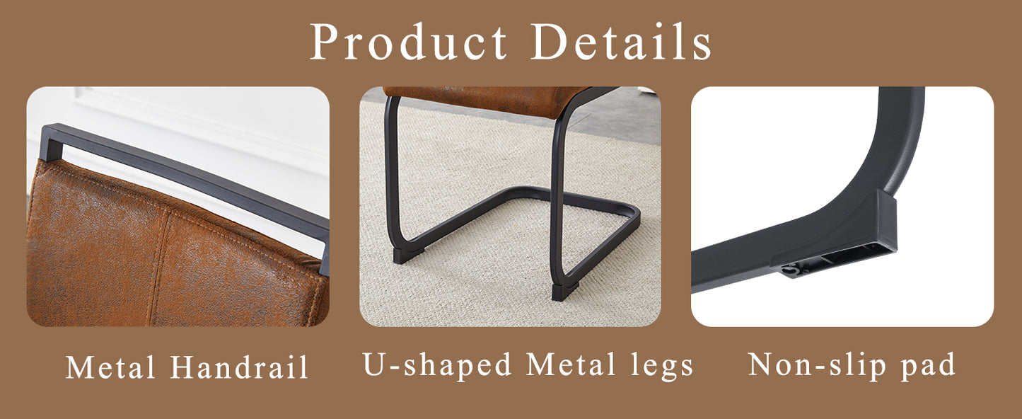 Wexley Vintage Brown Tech Fabric Dining Chairs – Set of 4 Metal-Leg Chairs – view 9