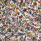 White Abstract Non Skid Area Rug | 9' x 13' featuring contemporary abstract design in vibrant colors.