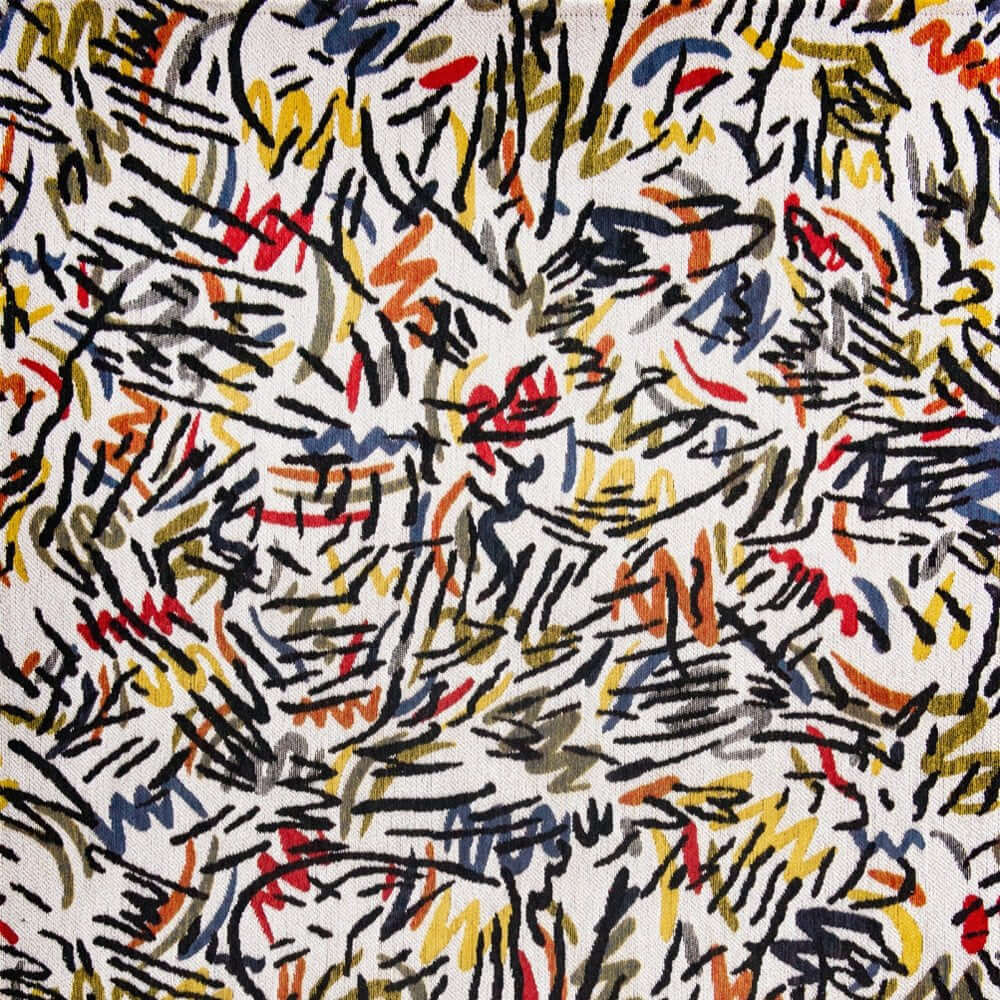 White Abstract Non Skid Area Rug | 9' x 13' featuring contemporary abstract design in vibrant colors.
