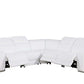 Italian Leather Power Reclining L-Shaped Sectional 112" | Modern Modular Corner Sofa in white leather.