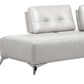 White Leather L Shaped Two Piece Seating Component with modern design and plush cushions for ultimate comfort.