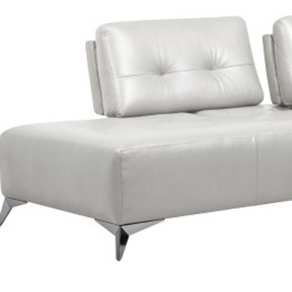 White Leather L Shaped Two Piece Seating Component with modern design and plush cushions for ultimate comfort.