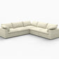 White Linen Blend Modular L Shaped Five Piece Corner Sectional showcasing a stylish design for versatile living spaces.