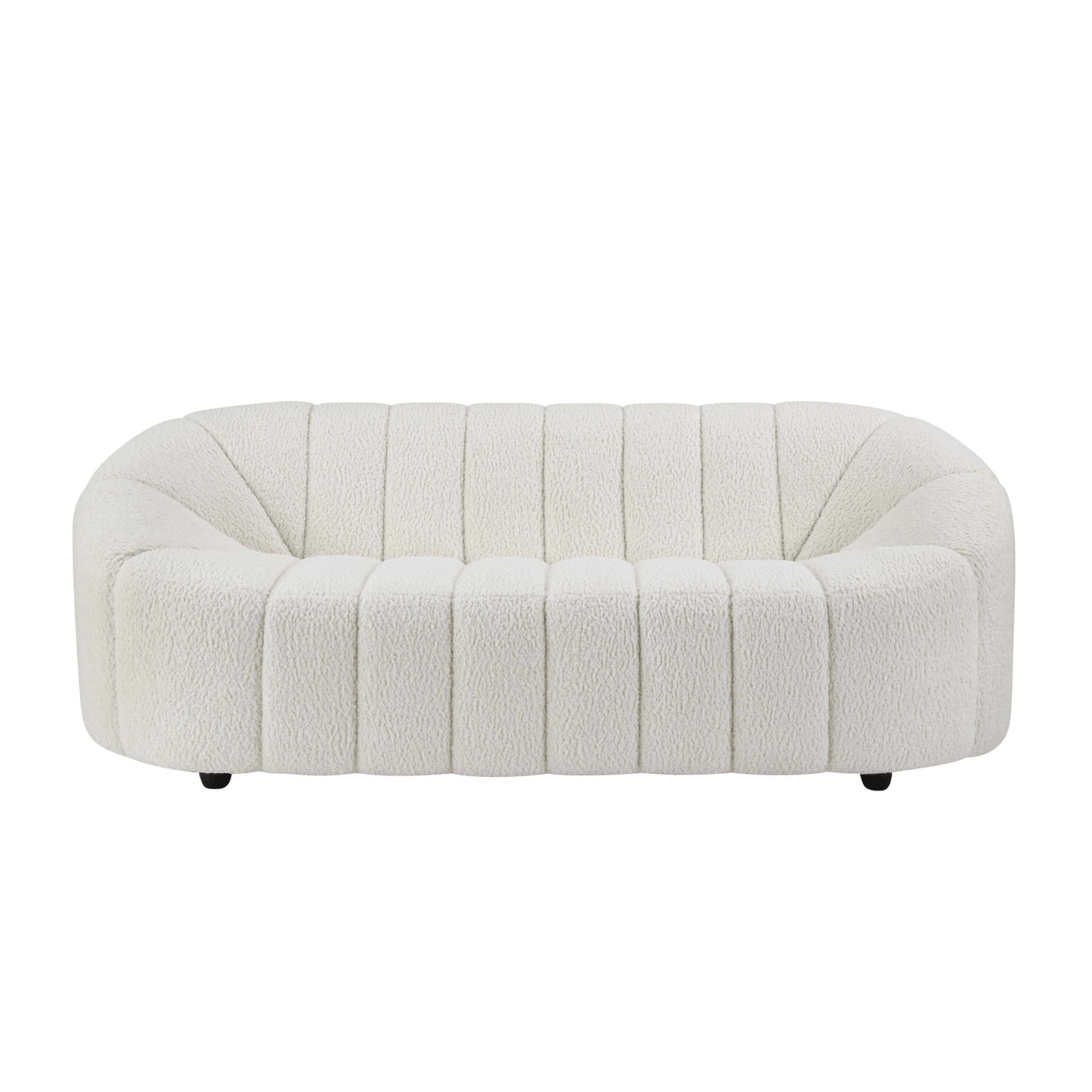 White Teddy Sherpa Sofa – 84" Modern 2-Seat Cozy Boucle Loveseat (84") with plush upholstery and modern design.