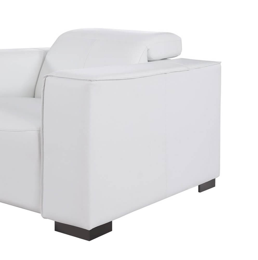 110" Top Grain Leather Power Reclining Sofa with USB Ports (3 Colors) modern white leather detail