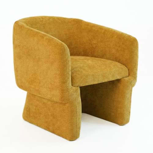 Wichita Chenille Lounge Chair – Modern Curved Accent Chair (Brown or Gold) in plush chenille fabric.