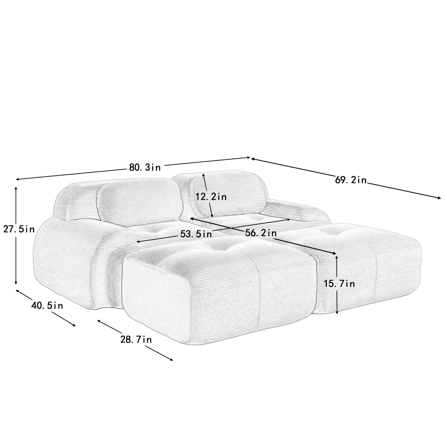 Wilhelmina Olive Green Corduroy Sofa – 2-Seat Sofa – view 17