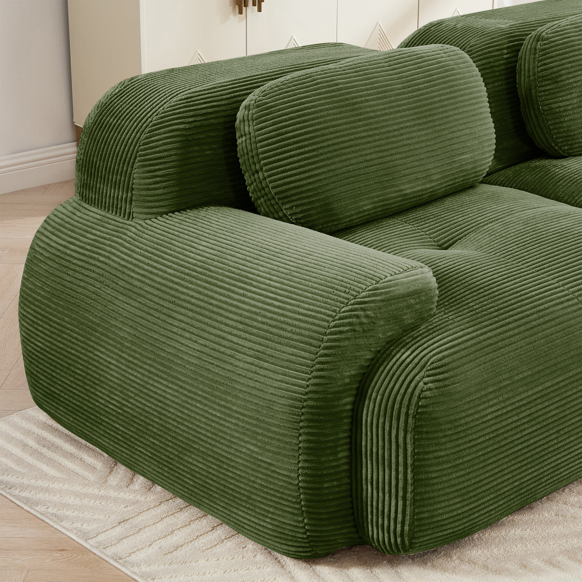Wilhelmina Olive Green Corduroy Sofa – 2-Seat Sofa – view 18