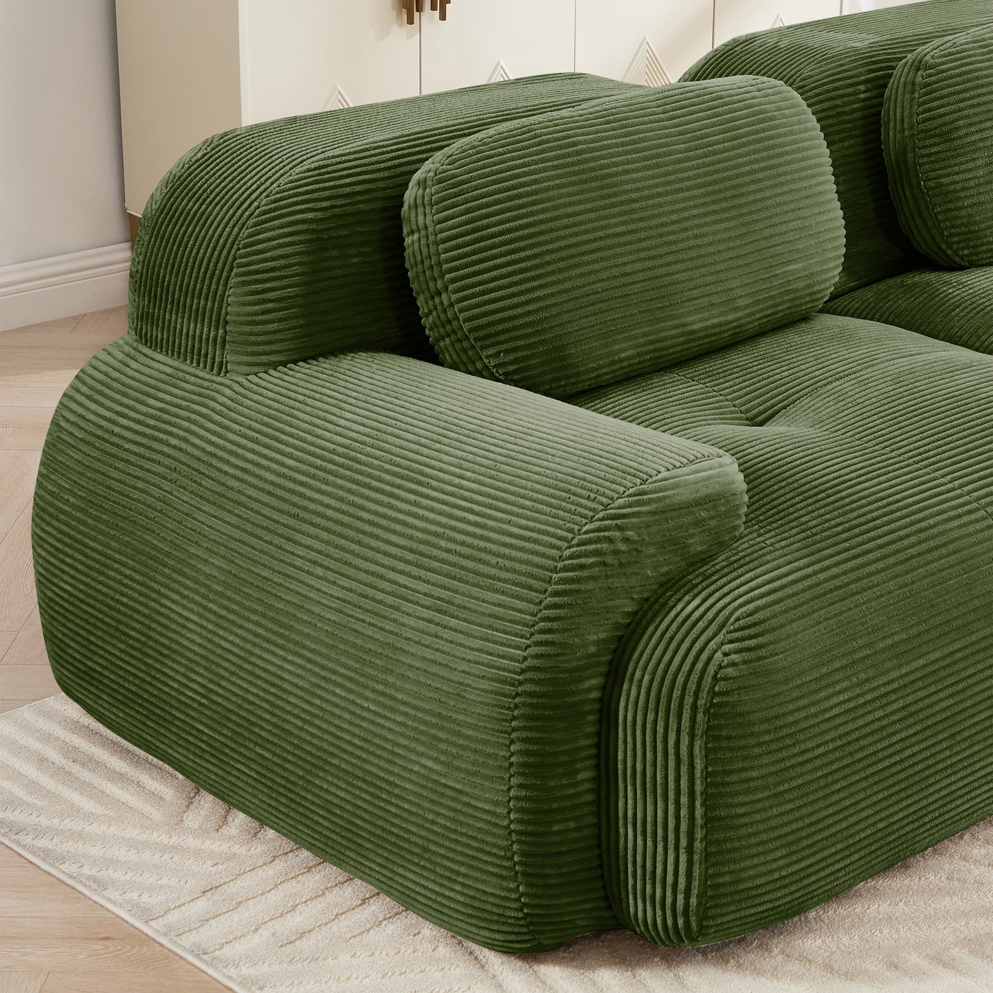 Wilhelmina Olive Green Corduroy Sofa – 2-Seat Sofa – view 18