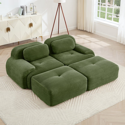 Wilhelmina Olive Green Corduroy Sofa – 2-Seat Sofa – view 2