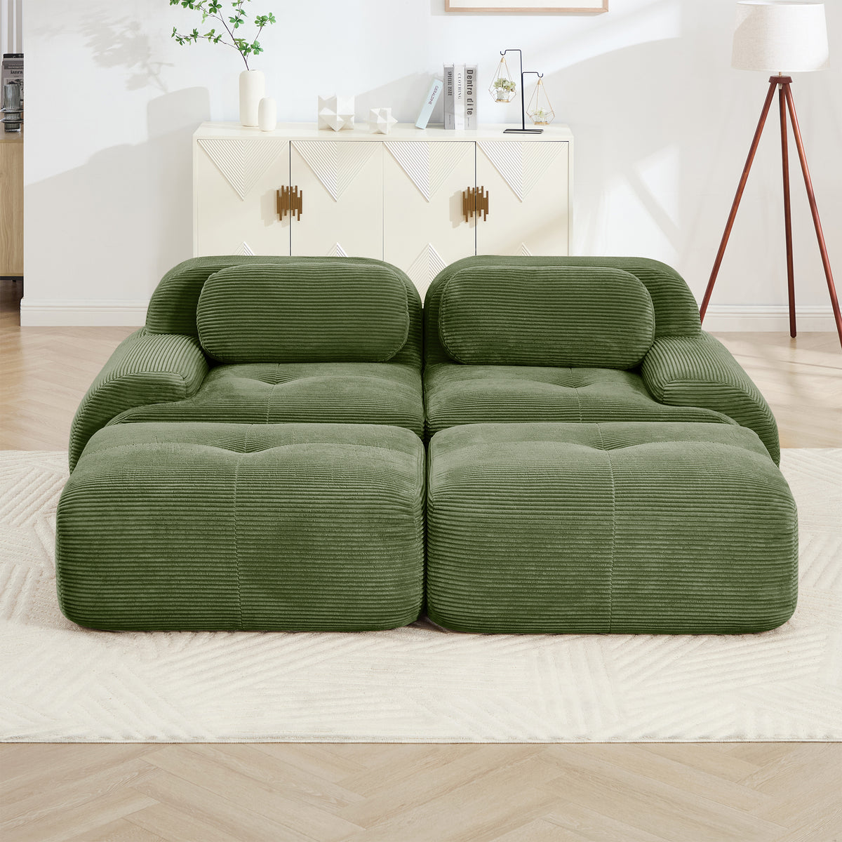 Wilhelmina Olive Green Corduroy Sofa – 2-Seat Sofa – view 4