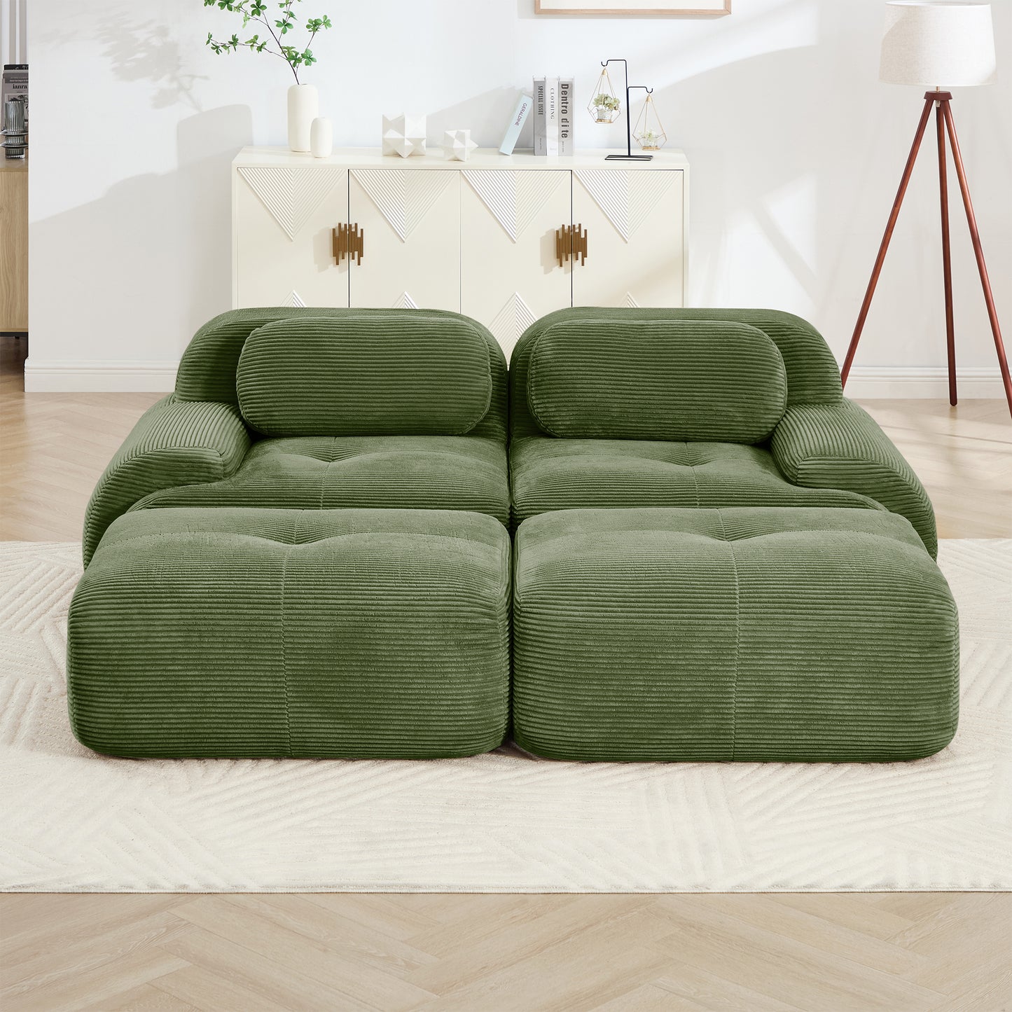 Wilhelmina Olive Green Corduroy Sofa – 2-Seat Sofa – view 4