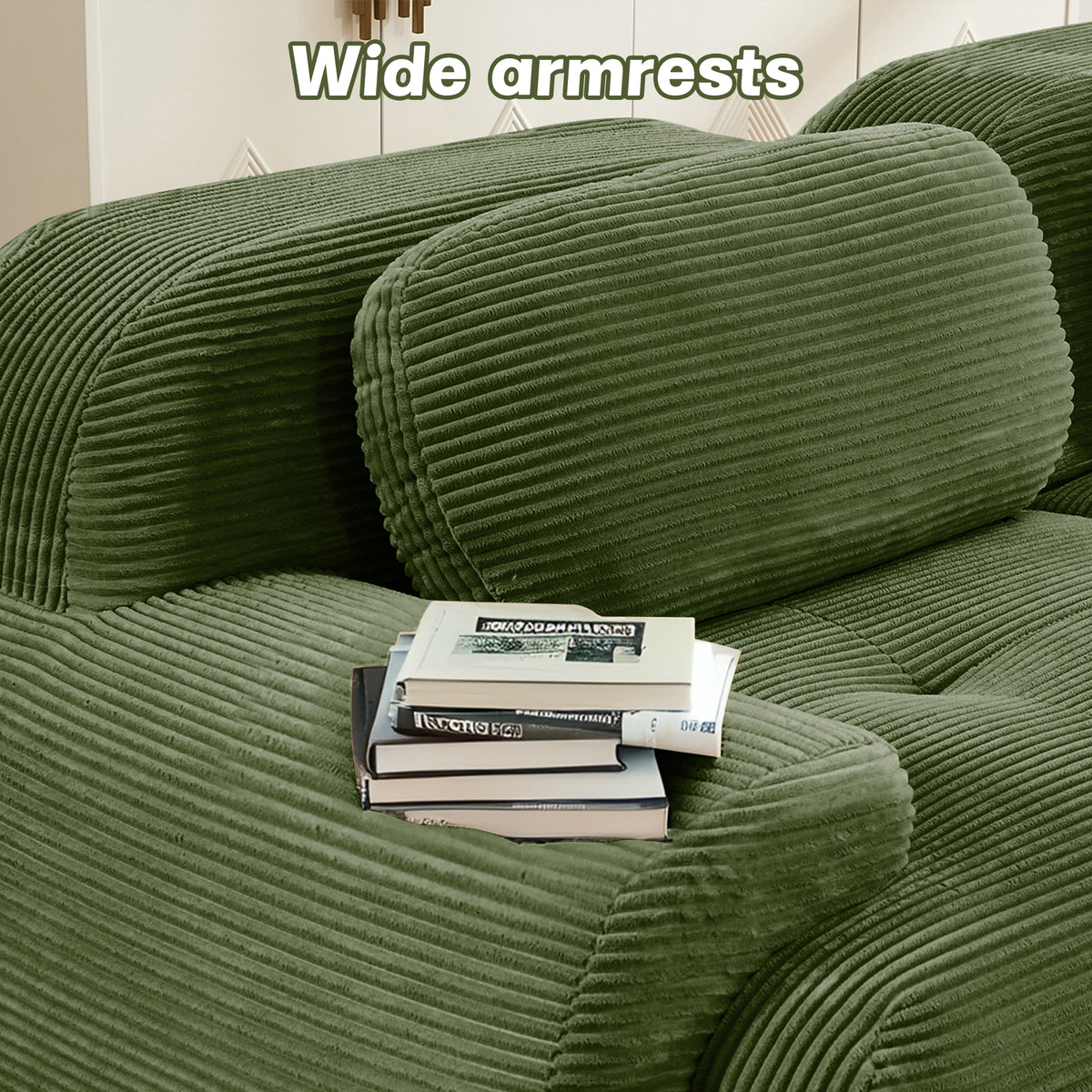 Wilhelmina Olive Green Corduroy Sofa – 2-Seat Sofa – view 9