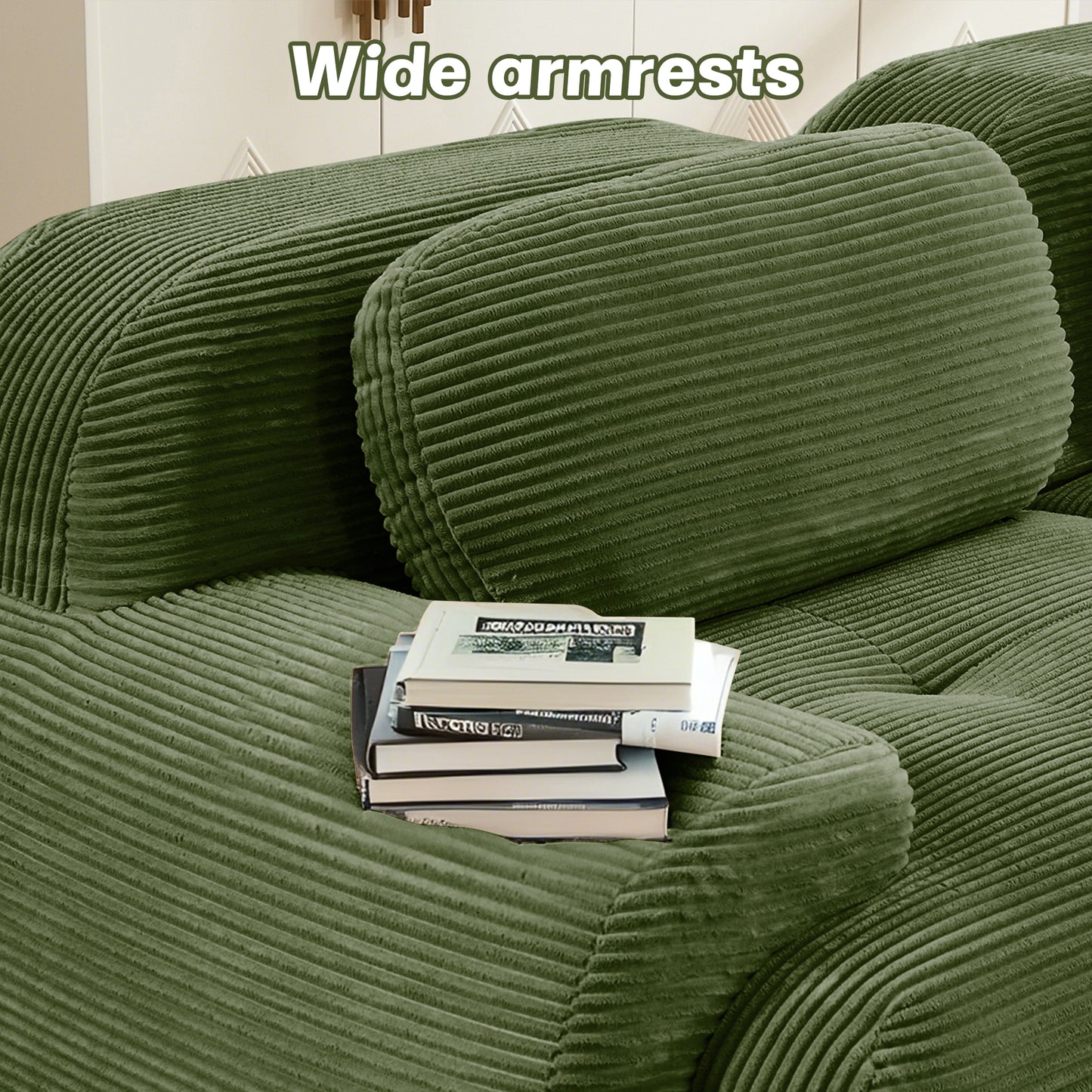 Wilhelmina Olive Green Corduroy Sofa – 2-Seat Sofa – view 9