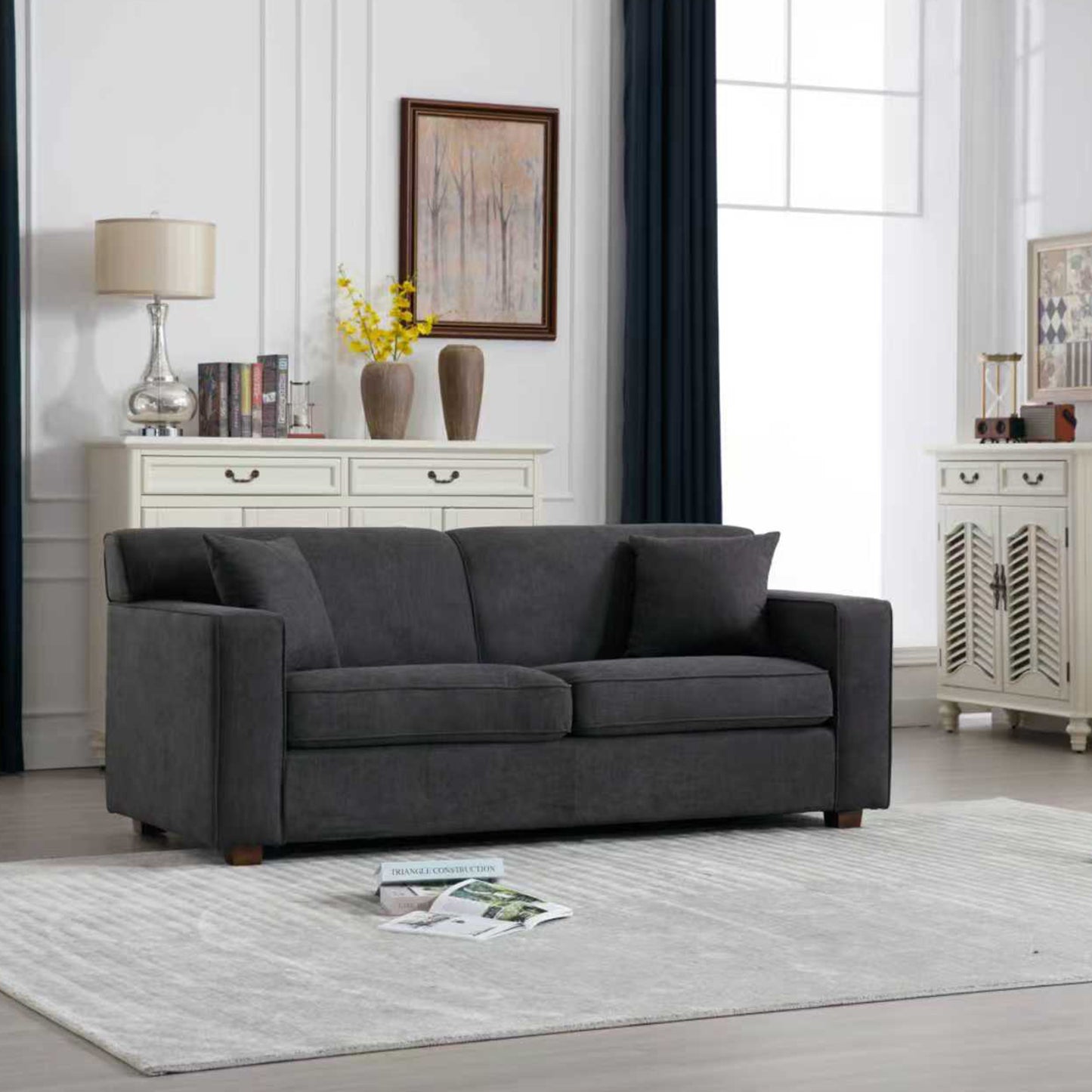 Winnie Grey Fabric Sleeper Sofa – 76" Pull-Out Loveseat Sofa Bed – view 4