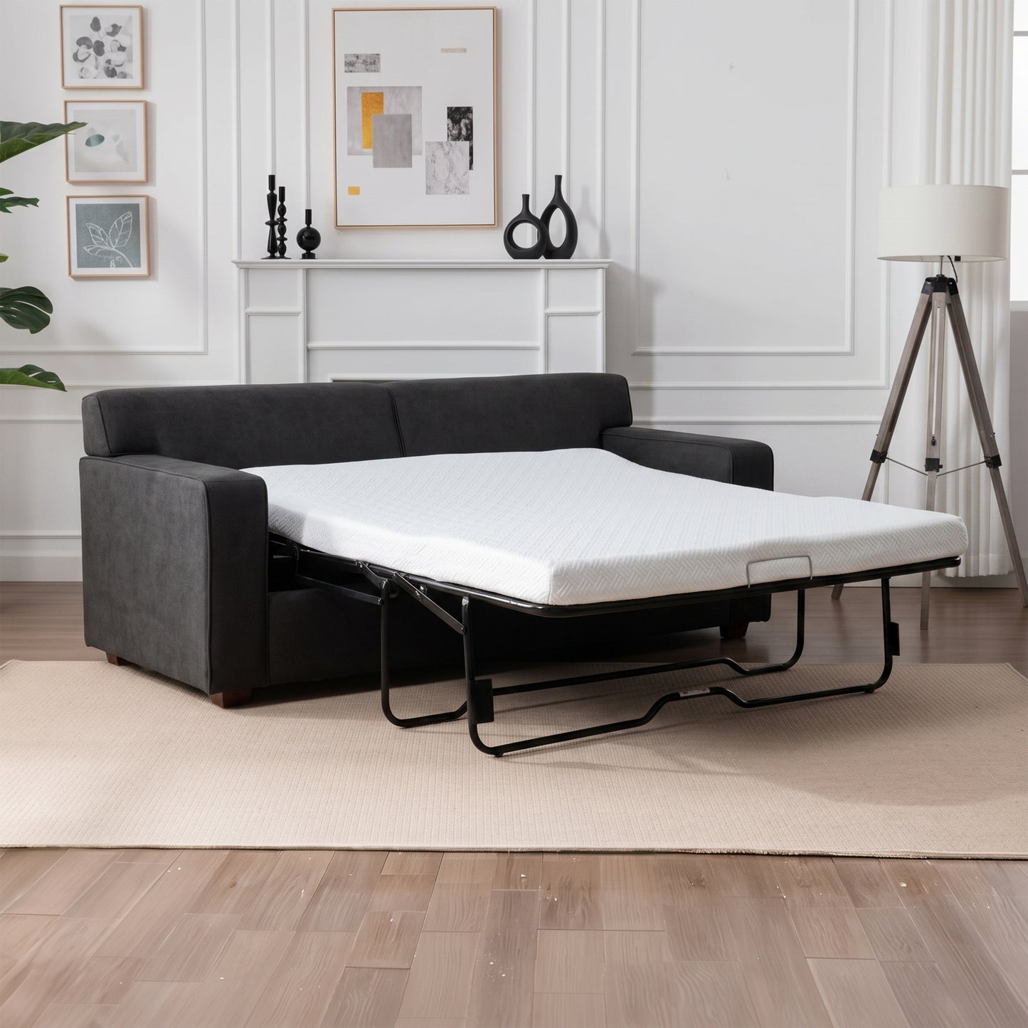 Winnie Grey Fabric Sleeper Sofa – 76" Pull-Out Loveseat Sofa Bed – view 5