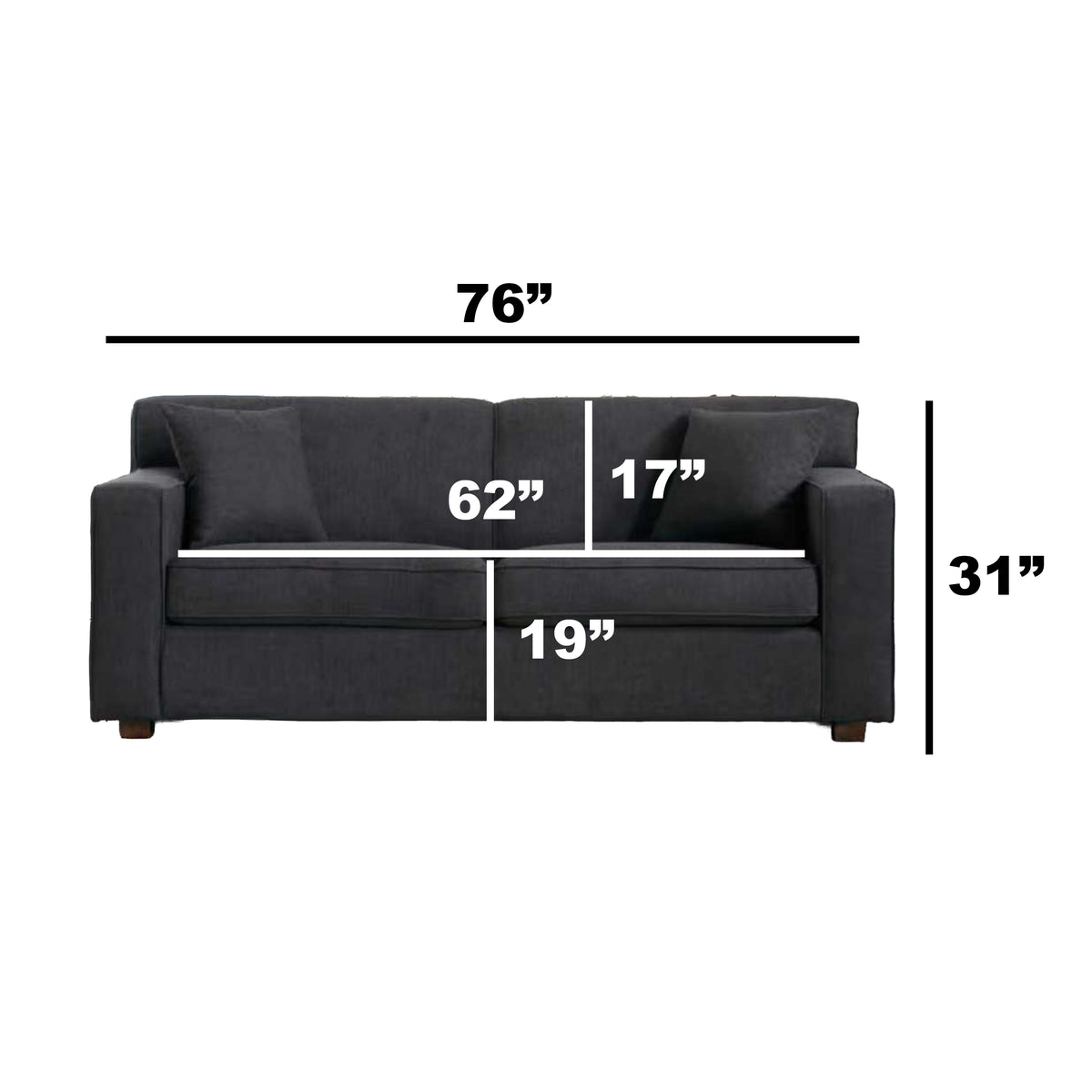 Winnie Grey Fabric Sleeper Sofa – 76" Pull-Out Loveseat Sofa Bed – view 8