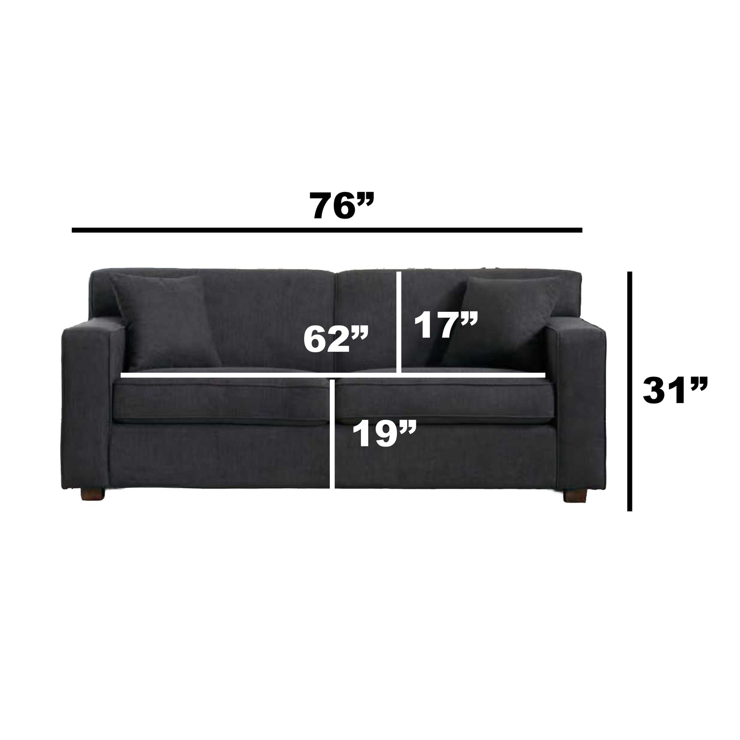 Winnie Grey Fabric Sleeper Sofa – 76" Pull-Out Loveseat Sofa Bed – view 8