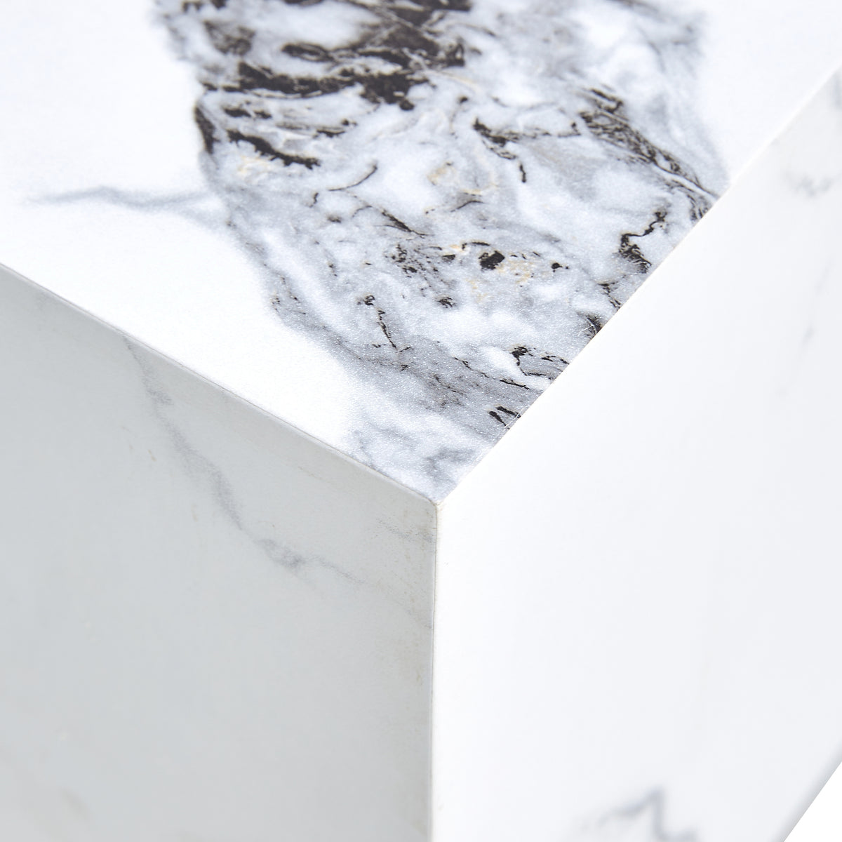 Winnie Marble-Pattern Coffee Table – 39" Modern Accent Table in White MDF – view 14