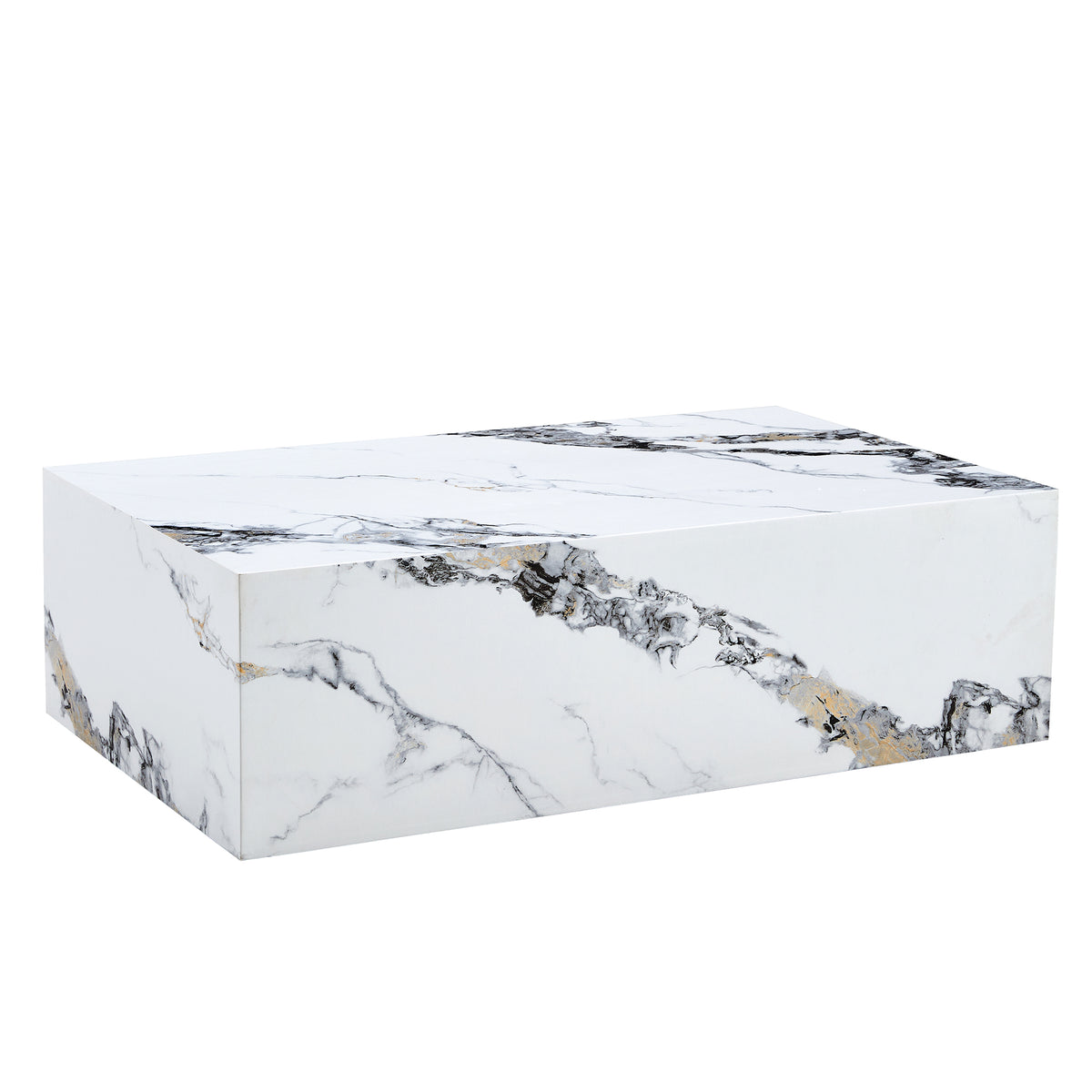 Winnie Marble-Pattern Coffee Table – 39" Modern Accent Table in White MDF – view 19