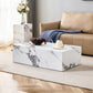 Winnie Marble-Pattern Coffee Table – 39" Modern Accent Table in White MDF – view 3